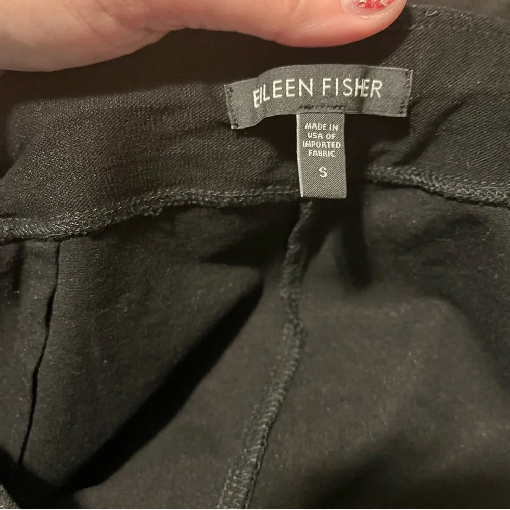 Eileen Fisher pull on knit straight leg elastic waist trouser‎ pants black small
